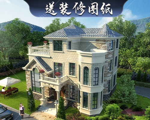 永云別墅AT1630歐式豪華復式三層別墅建筑施工圖紙12.2mx10.7m